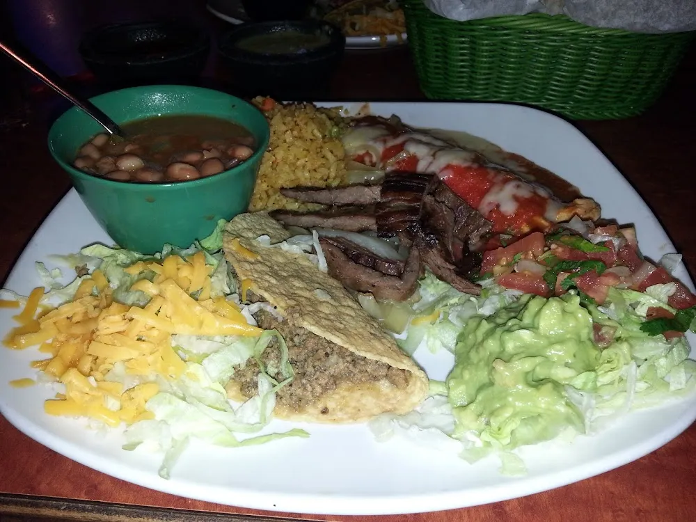 Cheese Enchilada Steak Fajita Taco and Crispy Taco Combo